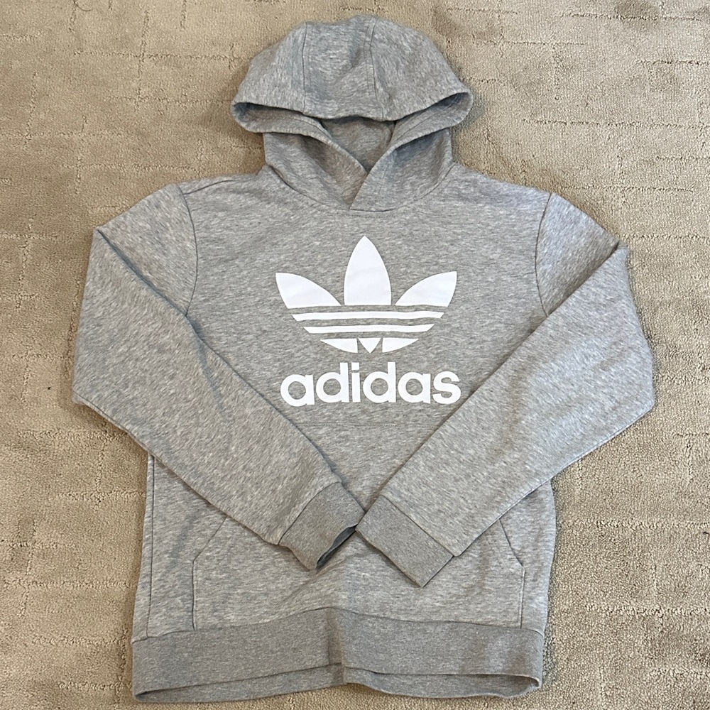Adidas Boys  Gray Hoodie with Logo size medium